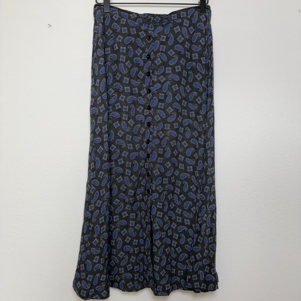 VTG 90s Women Whimsigoth Fairy Grunge Skirt Medium Petite Gray Paisley‎ Indie